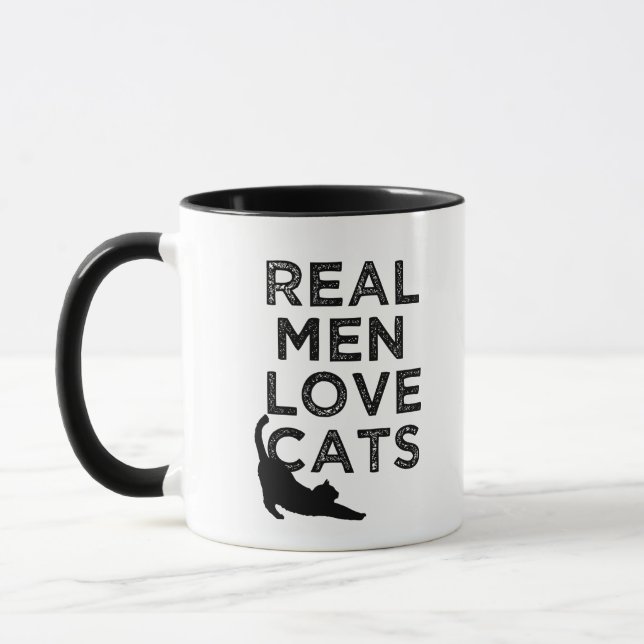 Tasse de café drôle de vrais d'hommes chats (Gauche)