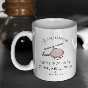 Tasse de café drôle personnalisée 'Vie' Hélicoptèr