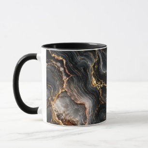 Tasse de café du matin en obsidienne marbrée or es