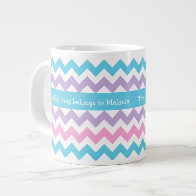 Tasse de café enorme faite sur commande, chevrons (Devant gauche)