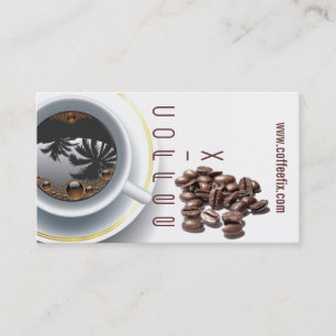tasse de café et carte de visite de haricots