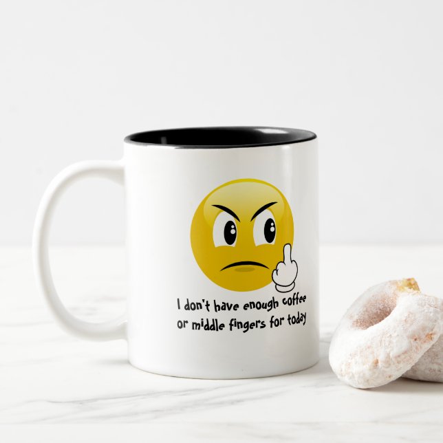 Tasse de café et de café de doigts moyens (emoji) (Avec donut)