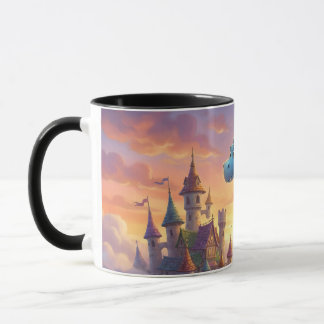 Tasse de café fantaisie de joli dragon bleu