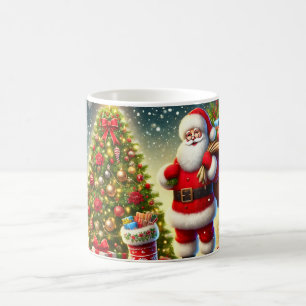 Tasse de café festive du Père Noël arbre de Noël
