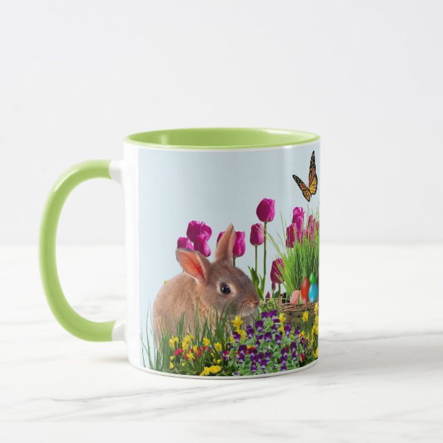 Tasse de café Fleurs de Tulipe Lapin de Pâques (Gauche)