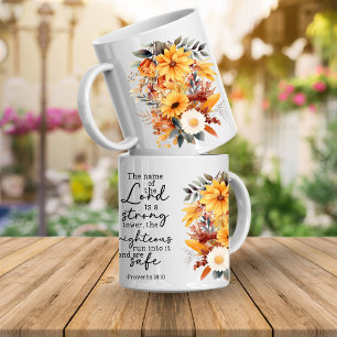 Tasse de café florale avec verset biblique