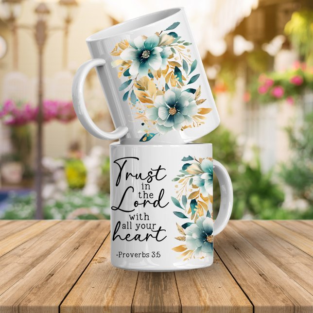 Tasse de café florale avec verset de la Bible Prov (Proverbs Bible Verse)