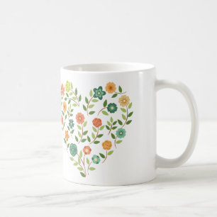 Tasse de café florale de coeur