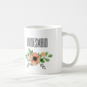 Tasse de café florale de demoiselle d'honneur
