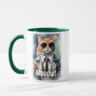Tasse de café graphique de chat drôle cool