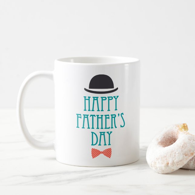 Tasse de café heureuse de casquette de fête des (Avec donut)
