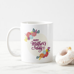 Tasse de café heureuse florale élégante du jour