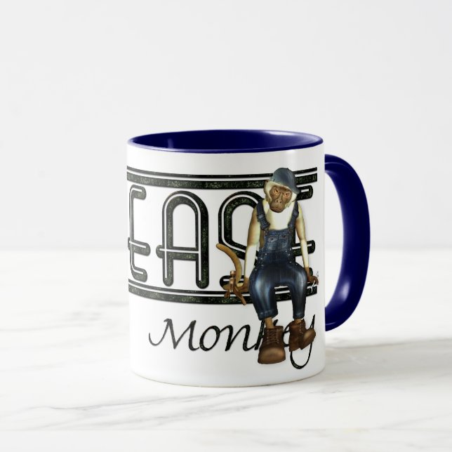Tasse de café humoristique de mécanique de singe (Devant droit)