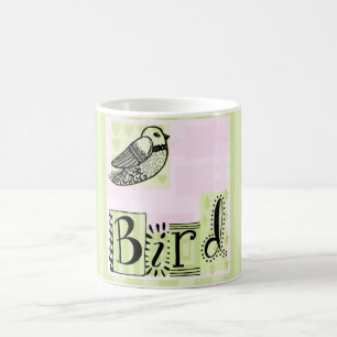 Tasse de café illustrée d'oiseau