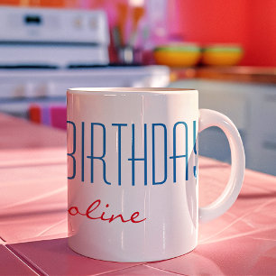 Tasse de café Joyeux Anniversaire avec police fine