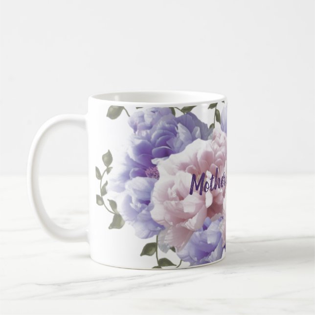 Tasse de café Mère de la mariée aux pivoines (Gauche)
