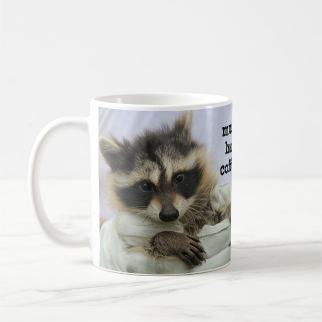Tasse de café mignonne de raton laveur de bébé, (Gauche)