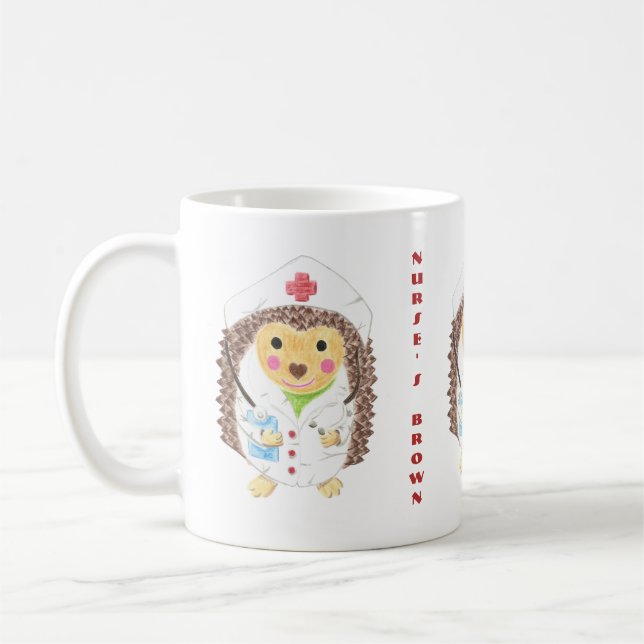 Tasse de café mignonne d'infirmière de hérisson (Gauche)