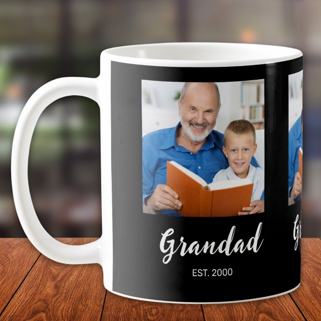 Tasse de café noir avec 3 photos de Papi Fondé (Créateur téléchargé)