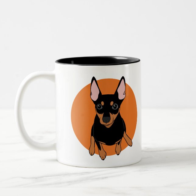 Tasse de café noire de chien de Pinscher miniature (Gauche)