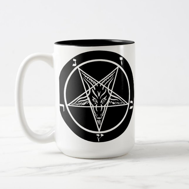 Tasse de café noire en métal SATAN Baphomet 666 (Gauche)