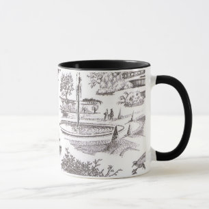 Tasse de café noire et blanche d'impression de