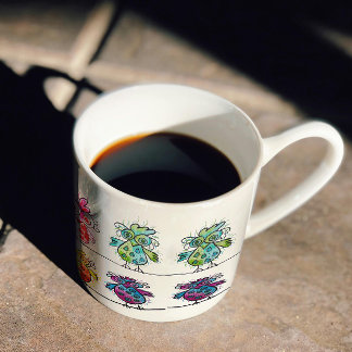 Tasse de café (Oiseaux blancs colorés 01)