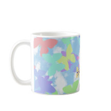 Tasse de café papillon Monogramme Nom & Initiale
