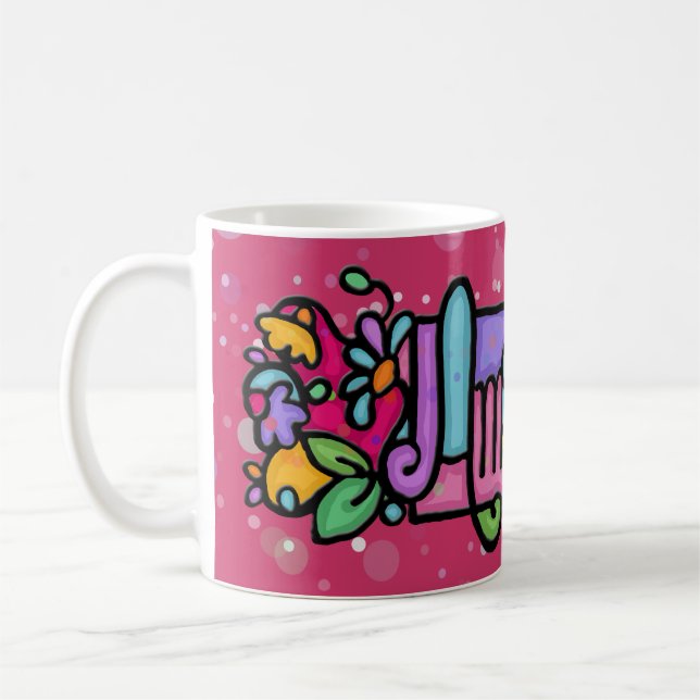 Tasse de café peinte par coutume d'AMANDA. Le PK. (Gauche)