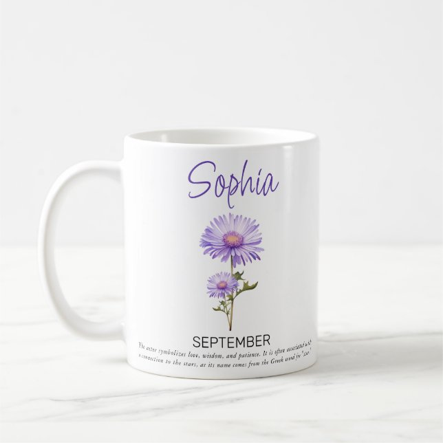 Tasse de café personnalisée avec la fleur de naiss (Gauche)