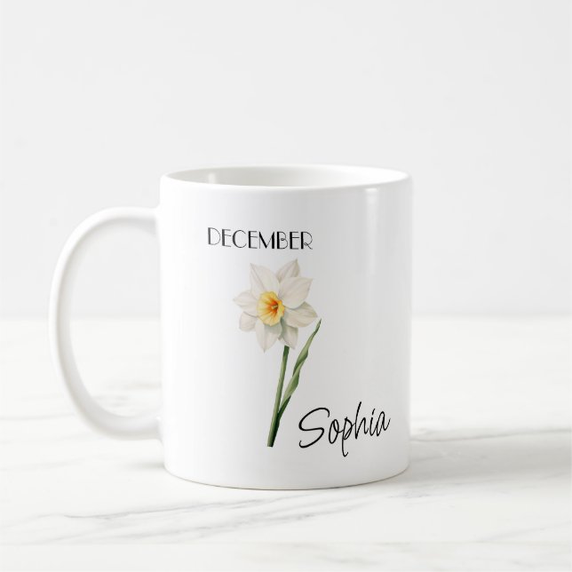 Tasse de café personnalisée Fleur de décembre (Gauche)