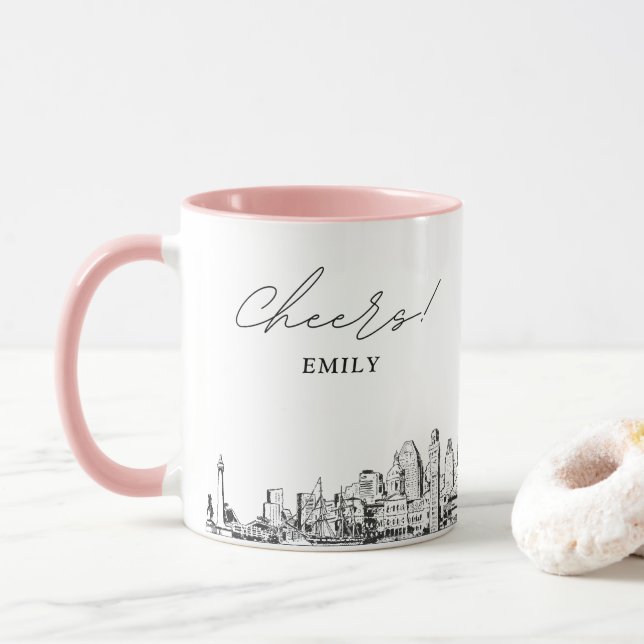 Tasse de café personnalisée pour mariage à Baltimo (Avec donut)