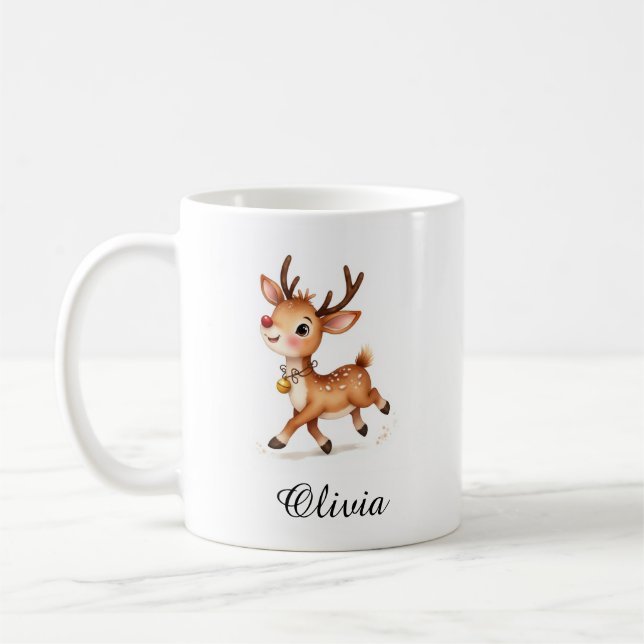 Tasse de café personnalisée Renne - Nom personnali (Gauche)