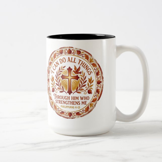 Tasse de café Philippiens 4:13 Verset de la Bible  (Droit)