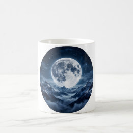 Tasse de café Pleine Lune Montagnes enneigées