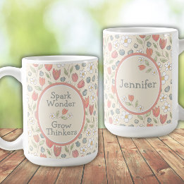 Tasse de café pour enseignante florale personnalis