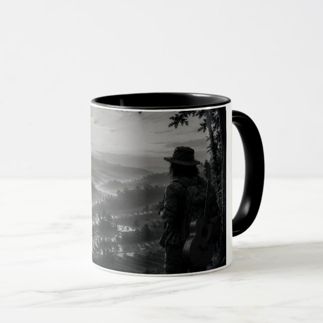 Tasse de café pour randonneur en noir et blanc de  (Devant droit)