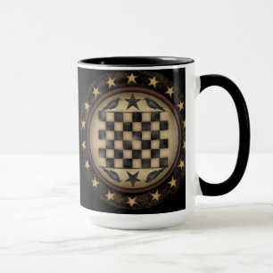 Tasse de café primitive de damier de corneille