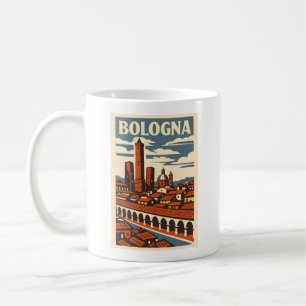 Tasse de café rétro de voyage à Bologne Italie Cad