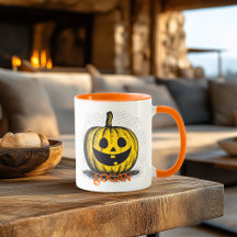 Tasse de café Rétro Jack O Lantern Halloween