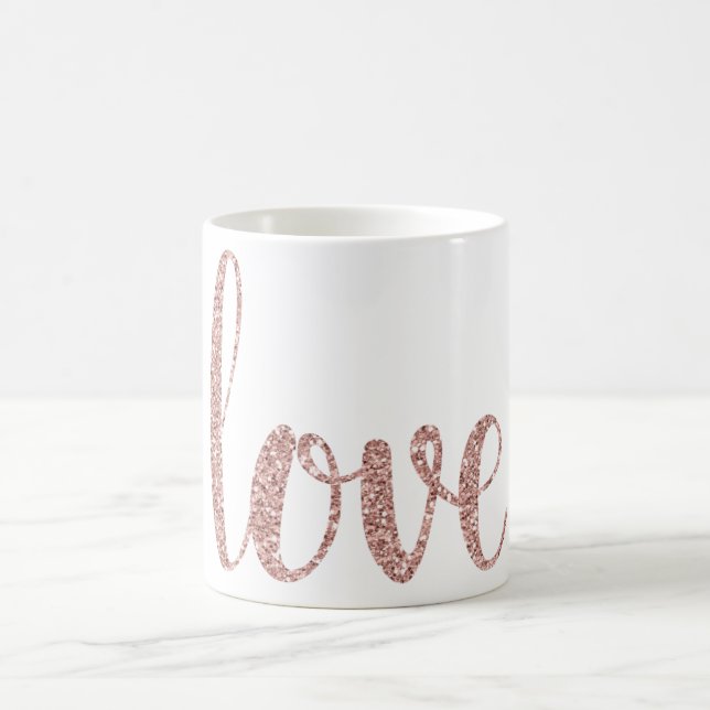 Tasse de café rose d'amour d'or, police de parties (Centre)