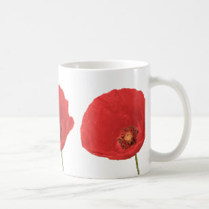 Tasse de café rouge de pavots