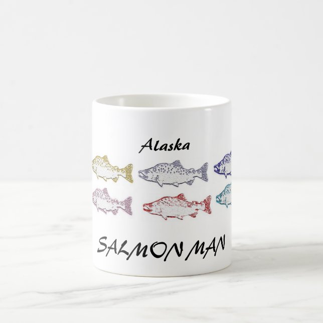 TASSE DE CAFÉ SAUMONÉE D'HOMME DE L'ALASKA (Centre)