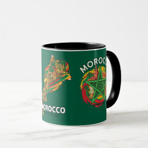 Tasse de café sur le thème de la carte du Maroc, d
