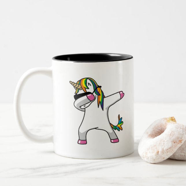 Tasse de café tamponnante de licorne (Avec donut)