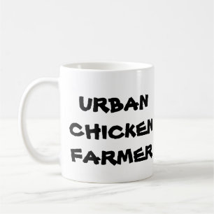 Tasse de café urbaine d'agriculteur de poulet