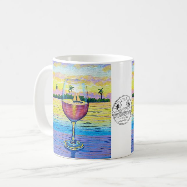 Tasse de café, verre de vin au coucher du soleil (Devant gauche)