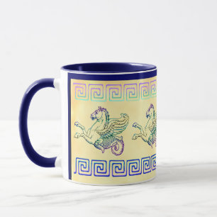 Tasse de café vintage d'art d'hippocampe de