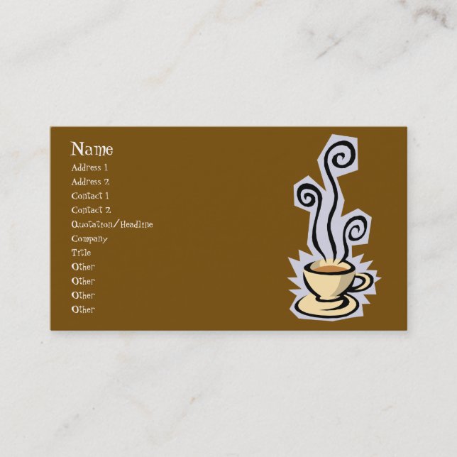 Tasse de carte de visite de café ou de thé (Devant)