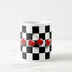 Tasse de cerises de damier